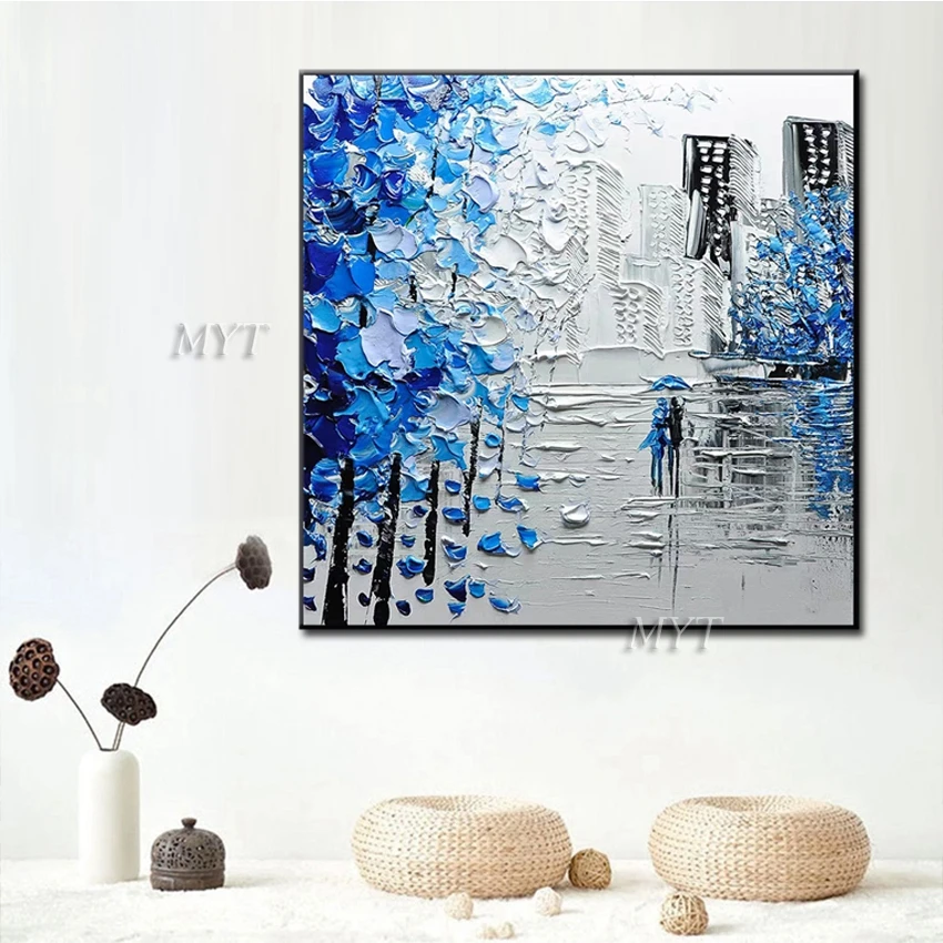 

Creative The Rain Scene Abstract Oil Painting Handpainted Wall Art Home Decor Picture Modern Hand Painted Oil Painting On Canvas