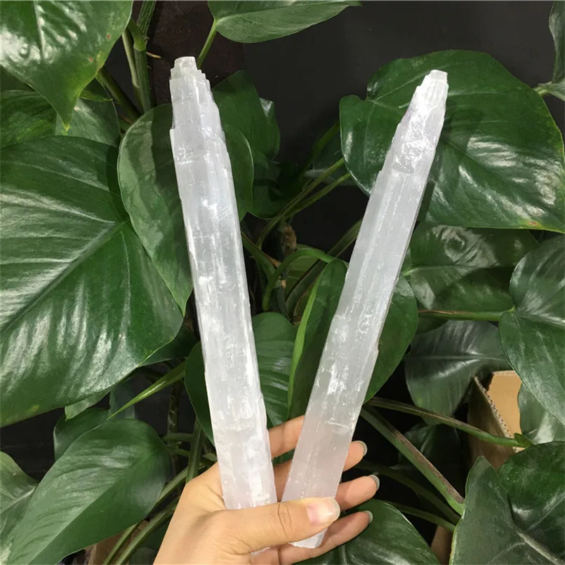 

Natural Clear Gypsum Selenite Crystal Wand Tower Stick Energy Stone Gemstone Wicca Decor Point Gift From Moroccan