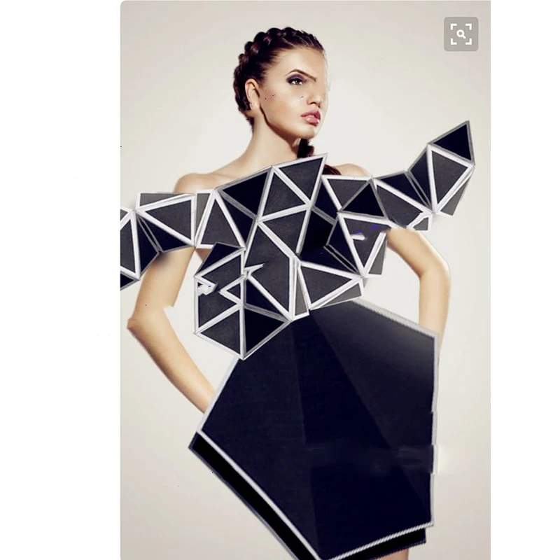 Серебряная одежда для выступлений в будущем черная модель костюм подиума