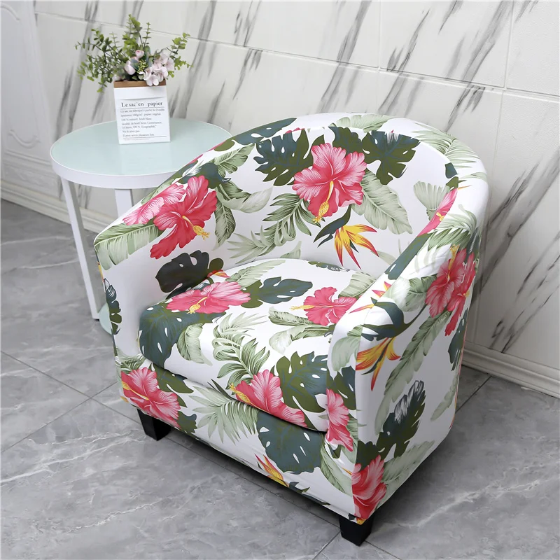 Чехол для кресла с принтом листьев стильный растягивающийся чехол из спандекса