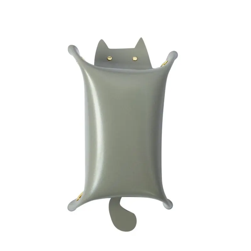 Портативный кожаный поднос в форме кошки настольный для ключей шкатулка