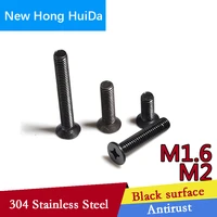 304 stainless steel black cross flat machine screw m1 6 m2 m2 5