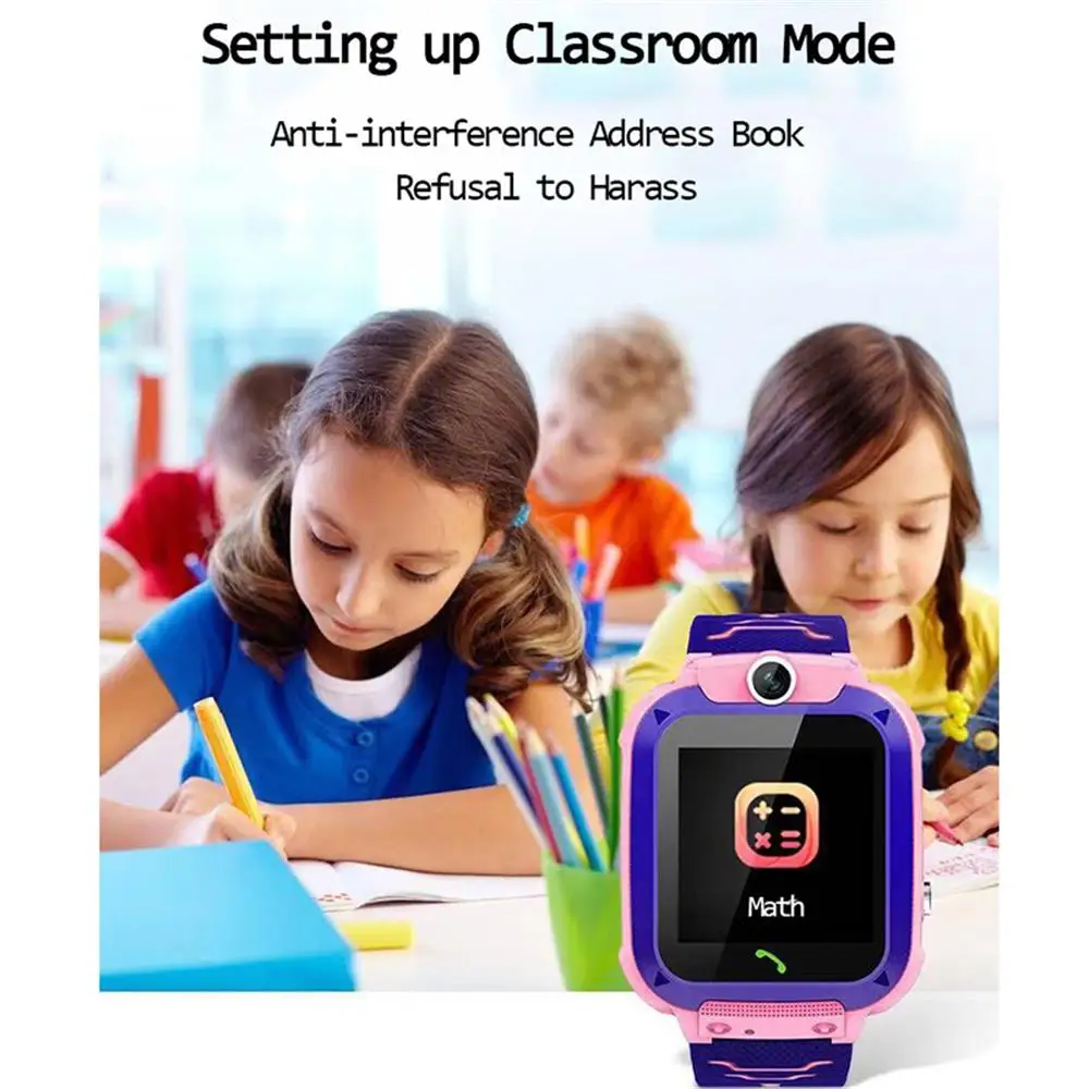 Детские Смарт часы Q12 с сотовым телефоном для детей Sim картой водонепроницаемые