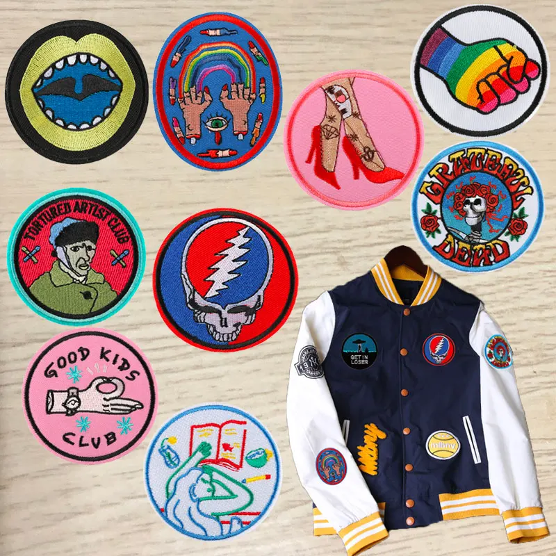 

Stickers Round Letter Badges Embroidered Patch Iron on Patches Appliques for Clothing Patches for Backpack Letter Patch