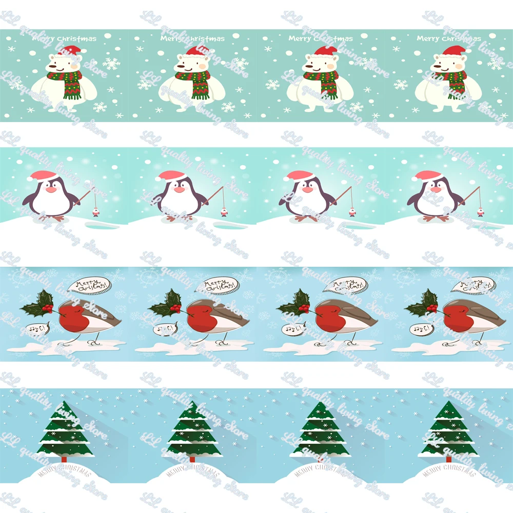 WL 22 мм Рождественская лента с принтом снега корсажная для упаковки подарков бант