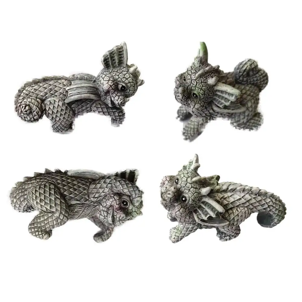 

4 Pcs Dragon Garden Statue Resin Decoration Lovely Flower Pot Hanging Ornament Courtyard Garden Decorations