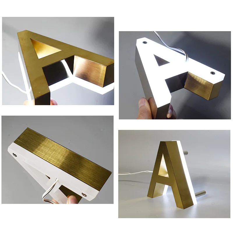Золотистый светильник ческий 3D светодиодный Современный знак с номером для дома