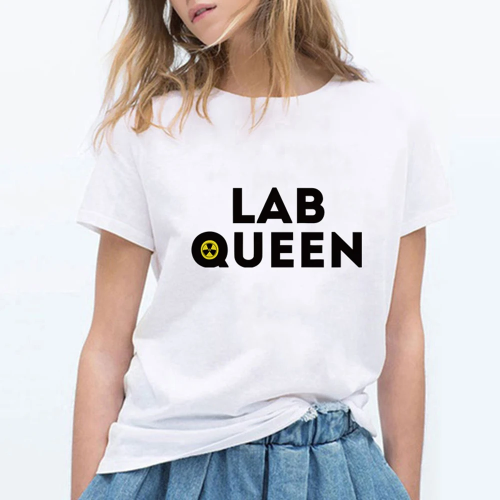 Футболка женская с надписью LAB QUEEN милая рубашка в стиле хип хоп популярная