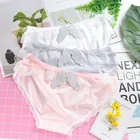 Женское нижнее белье в японском стиле, милое хлопковое нижнее белье с крыльями ангела, сексуальные кружевные трусики с оборками и низкой талией, дышащие женские трусики Breifs