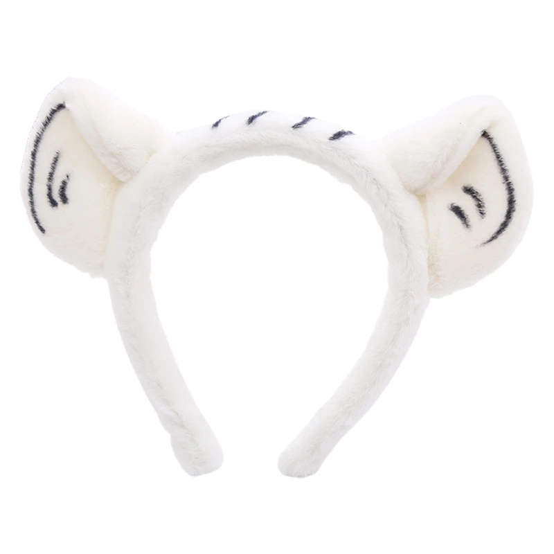 Pelzigen Stirnband mit Tier Muster Tiger Ohren Cartoon Hairband Party Leistung Thema Kostüm Haar Zubehör F3MD – Detail 2