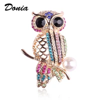 donia jewelry fashion cute personality color glass animal brooch owl brooch men and women jewelry coat accessories
