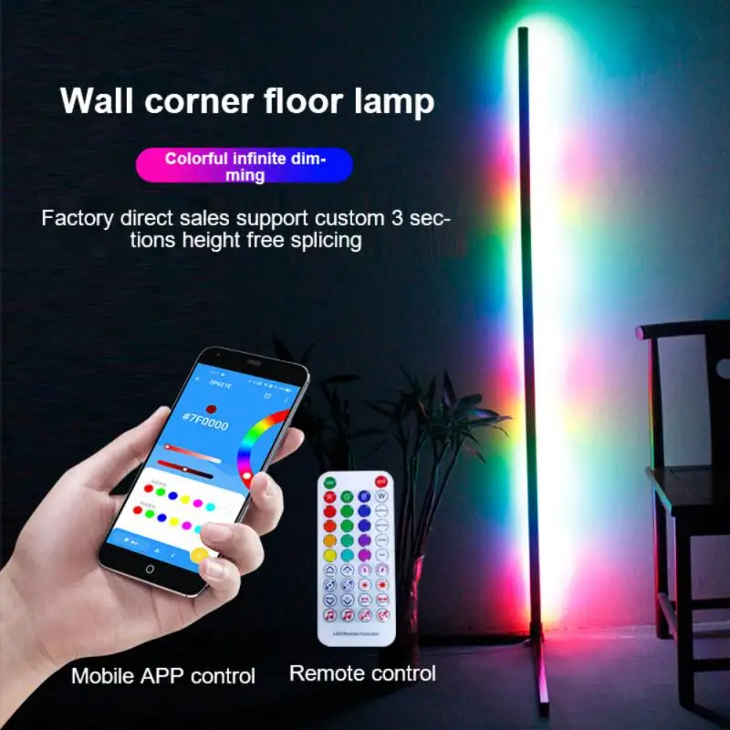 

LED Floor Lamp Colour Changing Corner Night Light RGB Minimalist Decorative Lights Detachable Ambient Lamp Home Decor Supplies