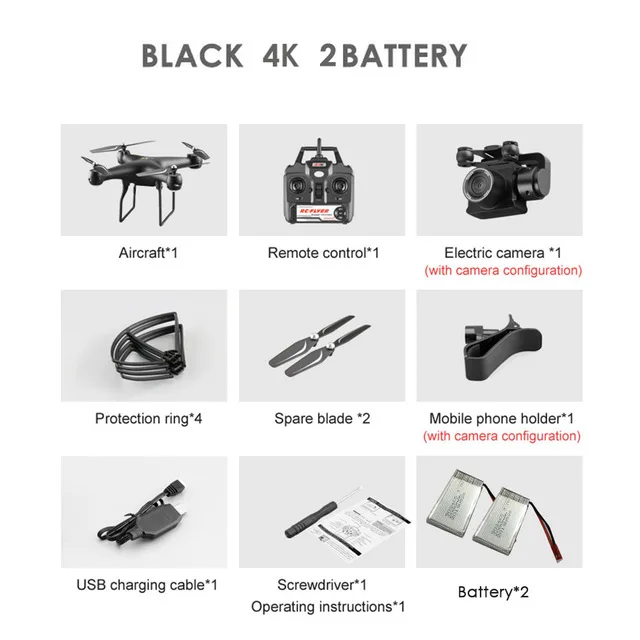 Black 4k 2B Дрон 4k камера аэрофотосъемка длительный срок службы батареи Wifi карта передача четырехосный самолет игрушка пульт дистанционного управления RC самолет - Цвет: Black 4k 2B