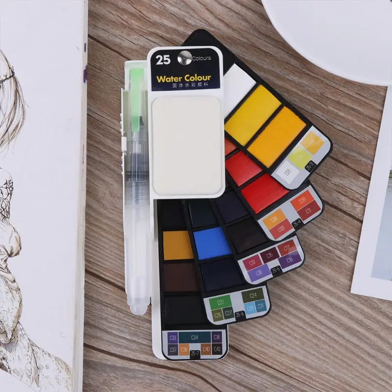 

18/25/33/42 Solid Color Painting Set Watercolor Pigment Portable Brush Pen Kit Art for artist Portable 203B