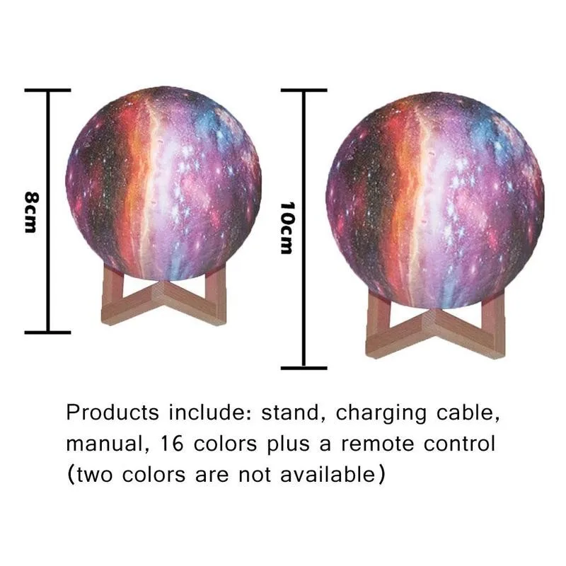 

New Arrival 3D Print Star Moon Lamp Creative Gift Usb Led Night Light Galaxy Lamp Colorful Change Home Decor