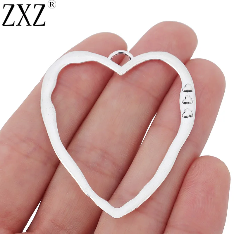 

ZXZ 10pcs Large Open Heart Charms Pendants for Necklace Jewelry Making Findings 51x45mm