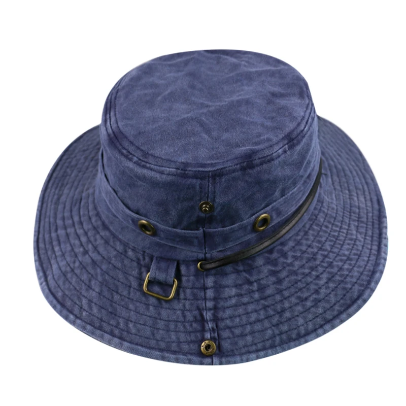 

FOXMOTHER New Gorro Camouflage Bucket Caps Hunt Fishing Outdoor String Hunting Hats Wash Denim Boonie Hats Men Bob Chapeau
