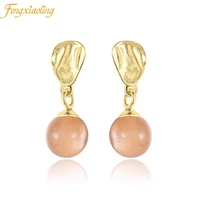 real 100 925 sterling silver pink crystal round drop earrings for women girls trendy wedding statement fine jewelry gift