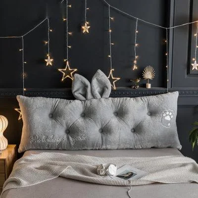 

Home Large Soft Rabbit Pillow Long Elastic Back Cushion Multi-function Backrest Luxury Girl Decor Princess Bedside Bed