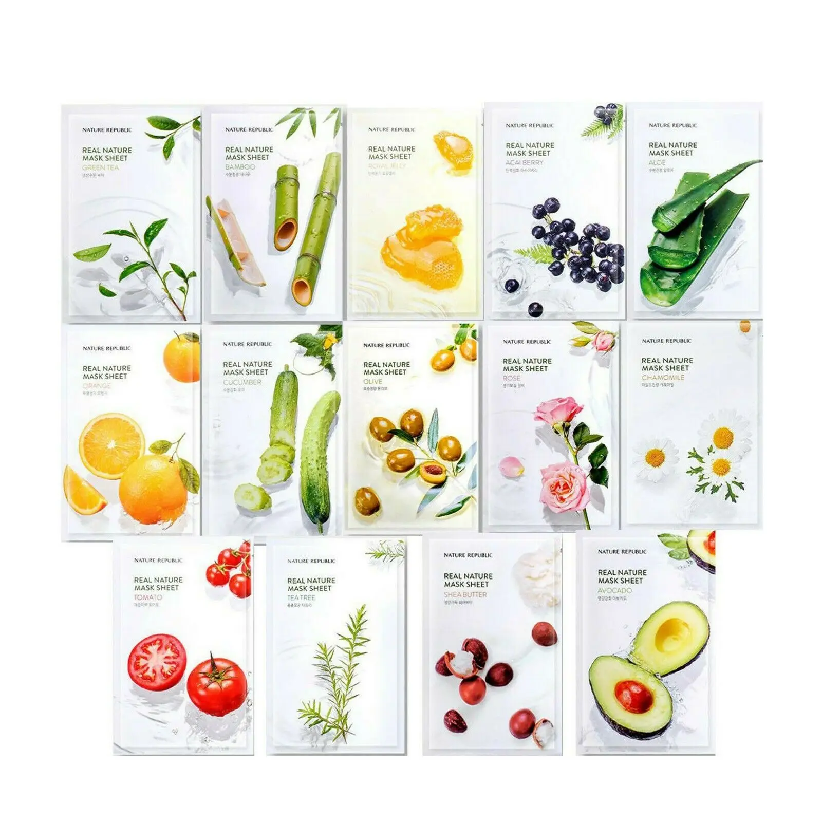 Nature Republic Real Тканевая маска 10 шт. Гиалуроновая кислота для лица Лечение от прыщей