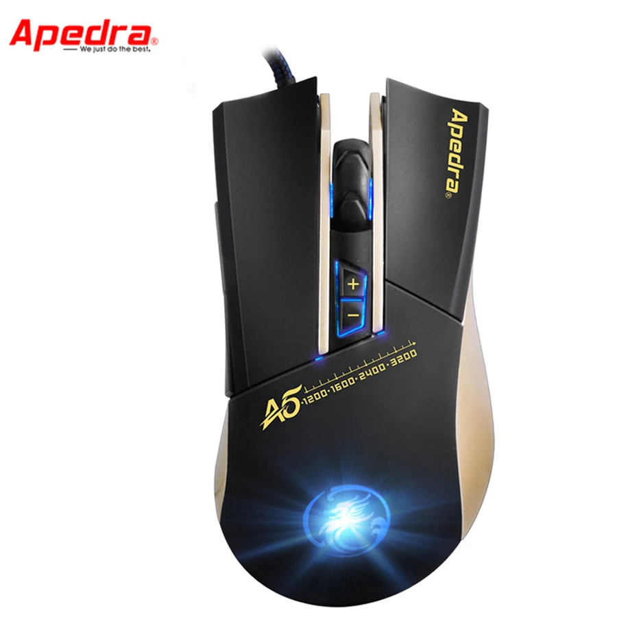 

Apedra A5 USB Wired Gaming Mouse 1200/1600/2400/3200 DPI Optical PC Laptop Computer Mouse Gamer Mice for Lol Dota 2 Office Work