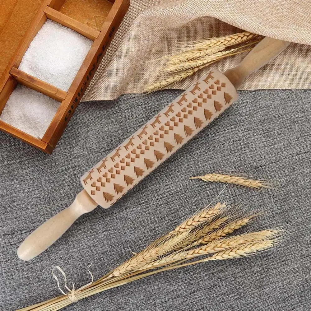 Rolling Pin 35 см Рождественская Скалка rouleau a patisserie walek do ciasta patisserie outils аксессуары douille patisserie Xmas@ 5 - Цвет: Rolling Pin
