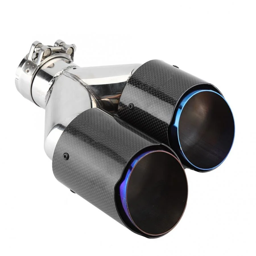 

Carbon Fiber Style Universal Car Y-shaped Dual Outlet Exhaust Pipe Muffler Tip Tail Throat 63-8 Stainless Steel Exhaust Tube