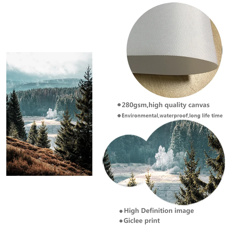 Скандинавский природный пейзаж настенный плакат гора озеро лодка принт