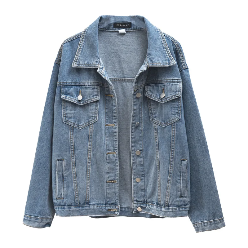 

ZQLZ Plus Size 5XL Denim Jacket Women Single Breasted Solid Loose Streetwear Casual Overcoat Mujer Mom Autumn Jeans Coat Female