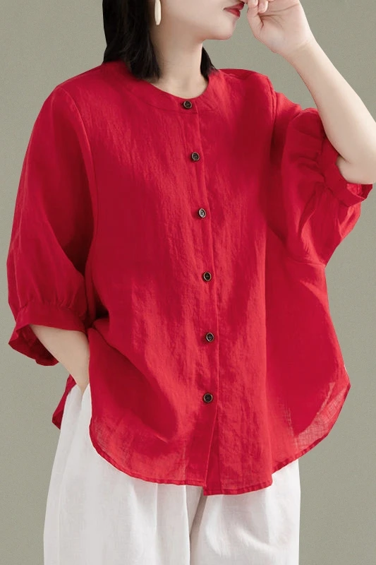 

Women's Blouses and Shirts Summer 2020 code show thin leisure lantern sleeve shirt linen cotton and linen jacket female shirts