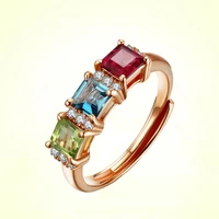 new style exquisite color gem ring rose gold opening adjustable ring elegant princess charm jewelry anniversary gift
