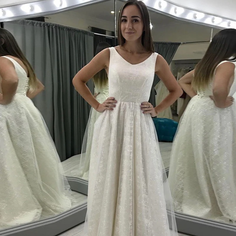 

Богемное свадебное платье с блестками, модель 2022 года, без рукавов, а-силуэт, винтажное платье невесты, стиль бохо, бриллиант, уникальный дизайн