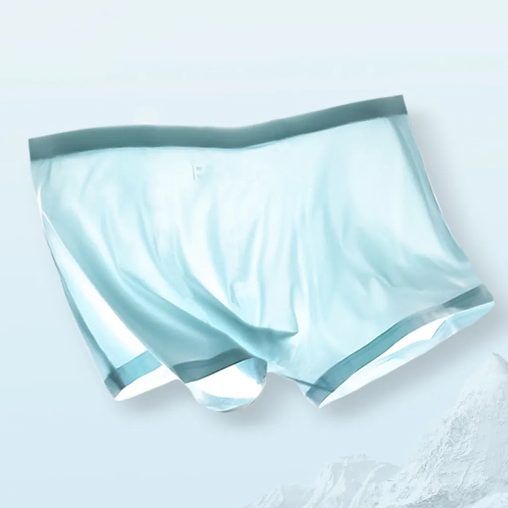 

Summer Ice Silk Men Underwear Seamless Transparent Boxer Shorts Ultra Thin Sheer Breathable Comfortable Panties Underpants 2021