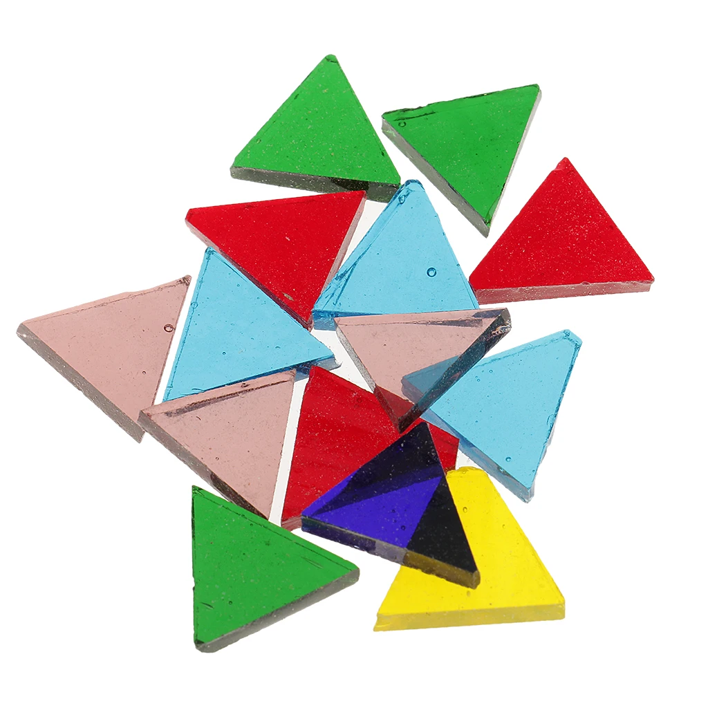 320g Mixed Color Clear Triangle Square Glass Mosaic Tiles Pieces for DIY Craft Art kids Adult | Making