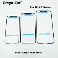 10pc oem front outer glass oca ear mesh replacement for iphone 12 13 11 pro max lcd touch screen glass lens spare parts