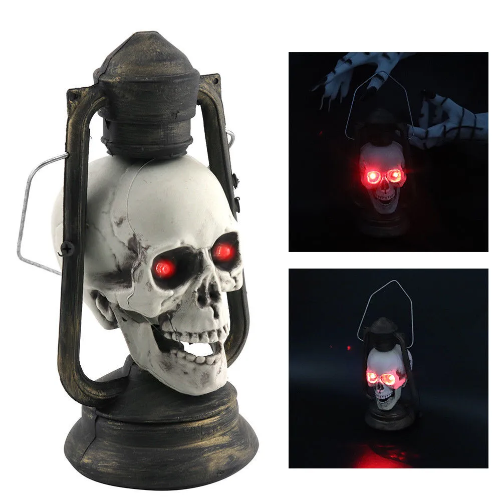 2019 New LED Skull Lantern Glowing Eyes Creepy Hanging Lamp Halloween Decor props Holiday Decorations | Дом и сад