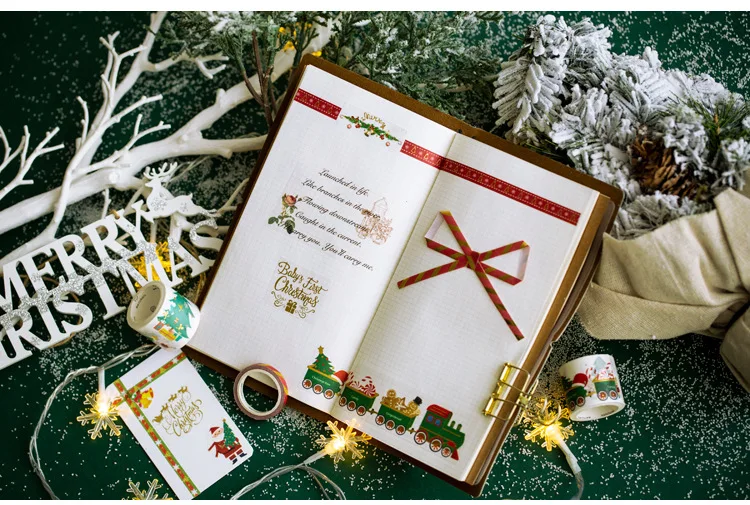 10pcs/set Happy Christmas cute Release paper tape set Lovely New Year style decorative tape bullet journal sticker kawaii