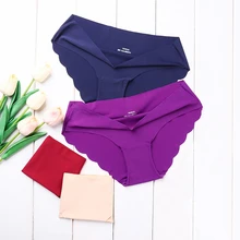 Culotte Ultra fine en Viscose pour femmes, sous vêtement sans couture, confortable, taille basse, à volants, Sexy, Lingerie d'été, nouveauté 2020  (2)