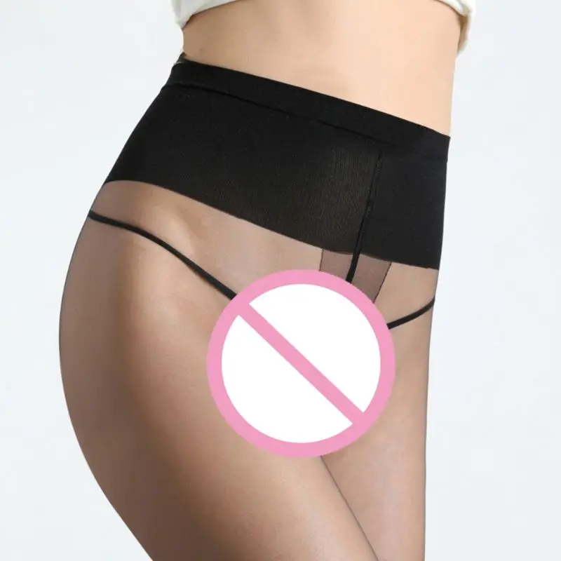 

Womens Sexy 1D Ultra Sheer Pantyhose High Waist Control-Top T Crotch Tights Transparent Toe Seamless Stretch Slim