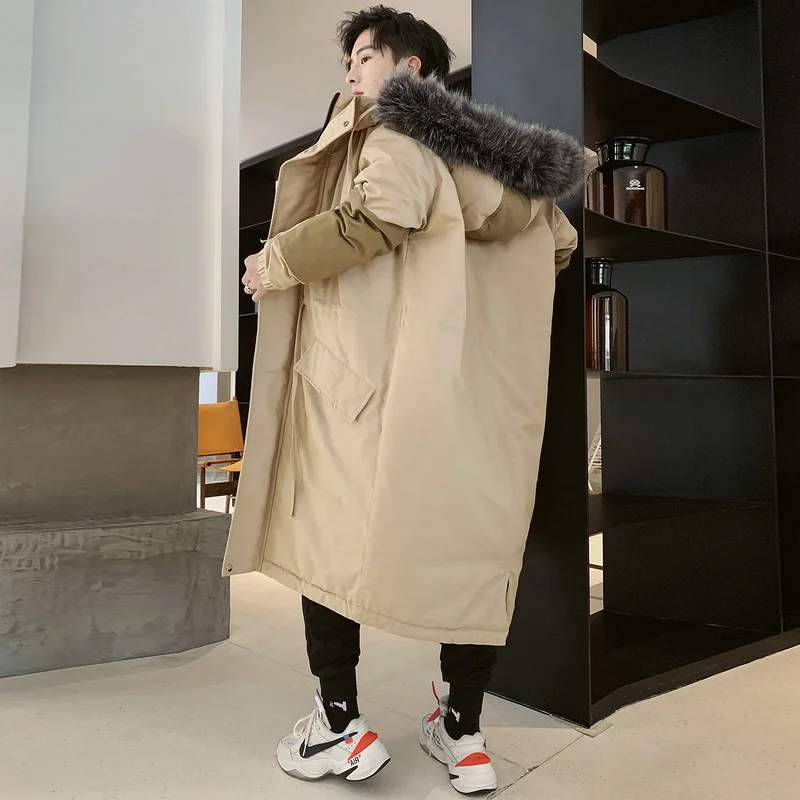 Man winter X-Long parkas thickening mens parka jacket Big fur collar coats and jackets | Мужская одежда