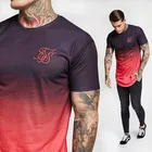 Новинка, летняя хлопковая шелковая футболка siksilk, футболка с градиентным принтом, футболка с короткими рукавами в стиле хип-хоп, Мужская удлиненная футболка с