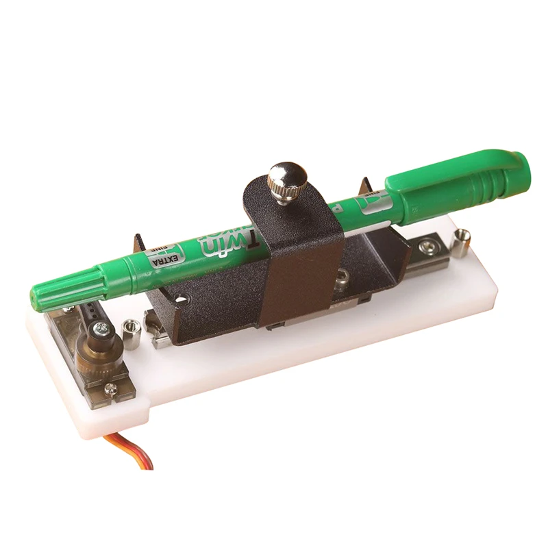 

DIY plotter drawing machine ball-point pen pencil fixture device with control servo and square guide rail up down movement