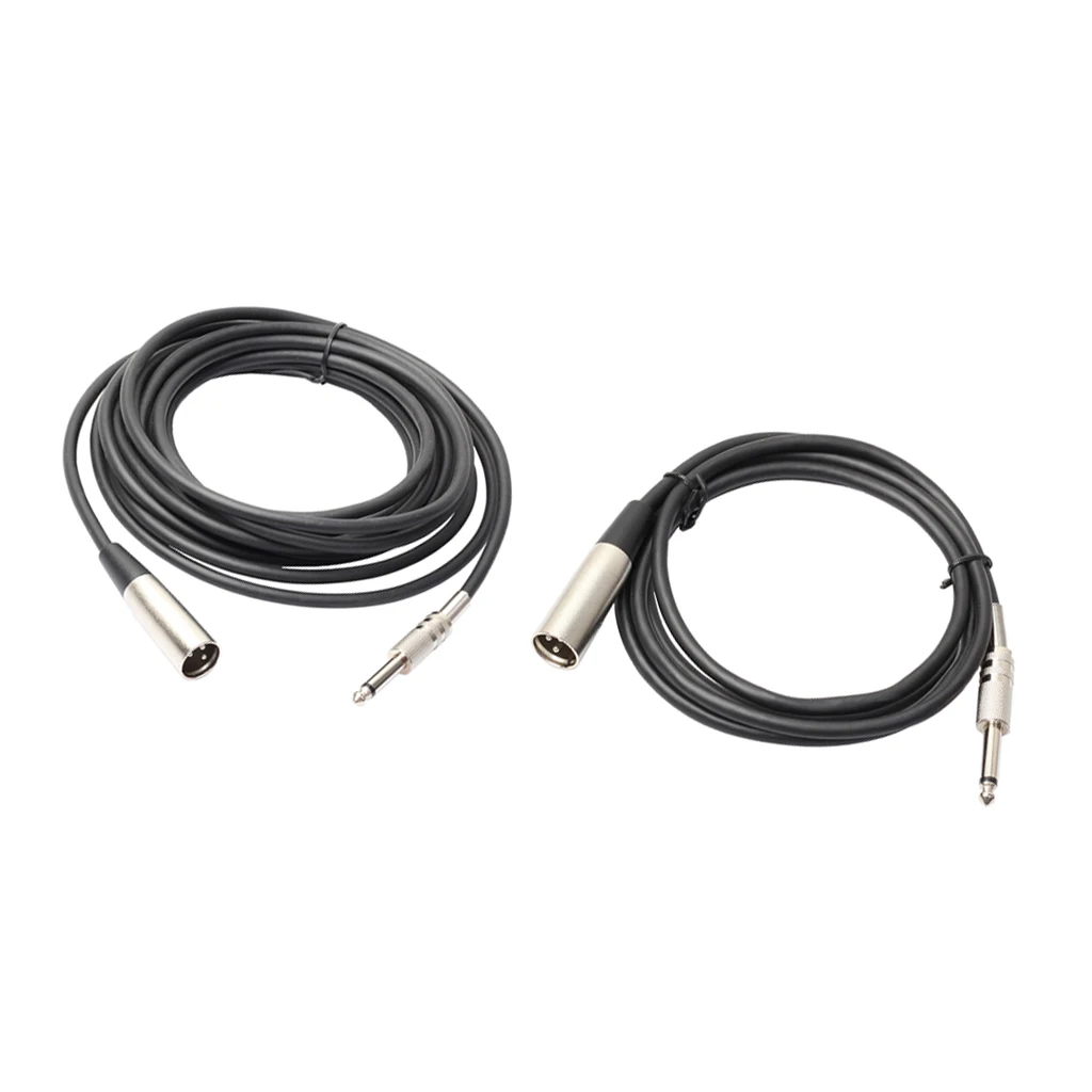 

Set of 2pcs XLR 3Pin Male to 6.35mm Mono Jack Microphone Cable for Guitar Amplifier Speaker