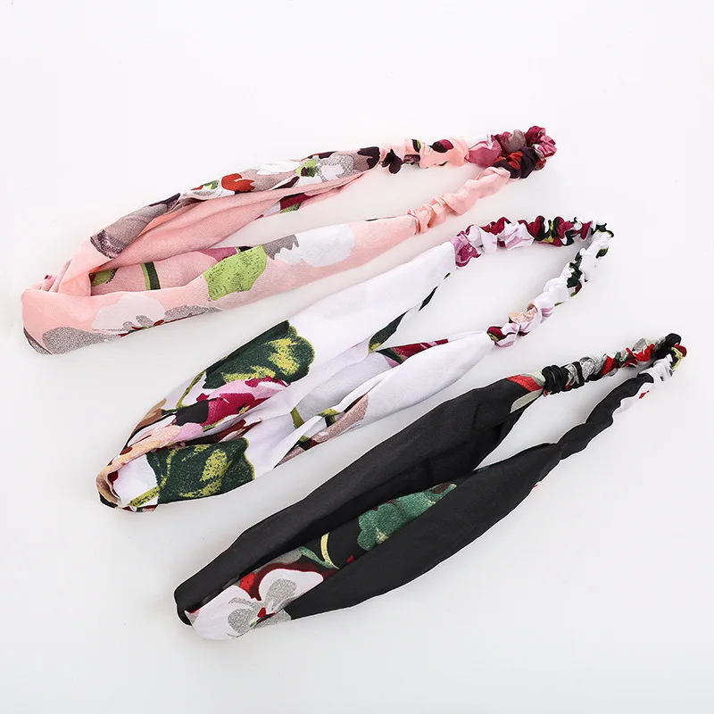 1 шт. шифоновая цветочная ткань повязка на голову с перекрестными узелками и