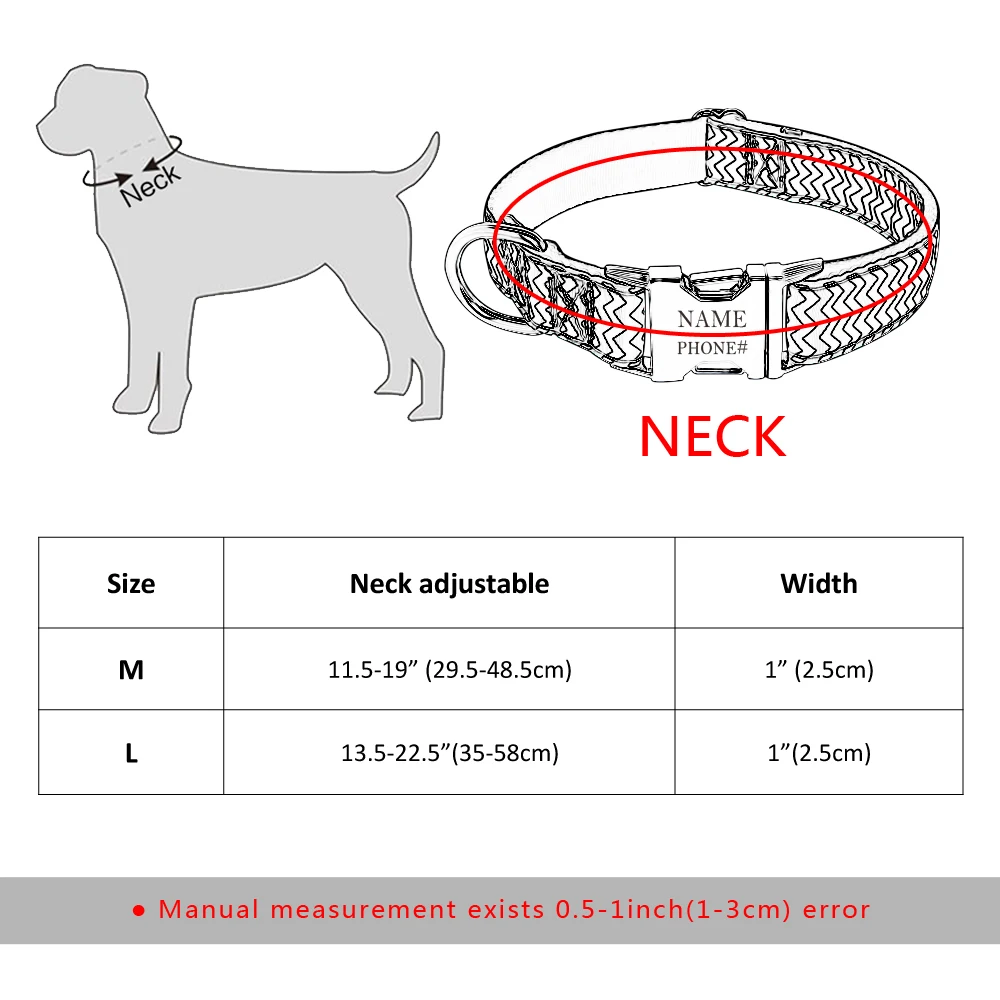 

Dog Collar Nylon Engraved Customized Puppy ID Tag Collar AntiLost Medium Large Dog For Nameplate Personalized Adjustable Collars