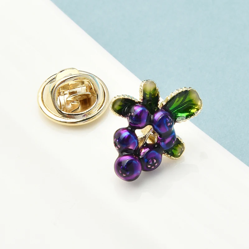 

Wuli&baby Blue Cherry Collar Pins For Women Unisex Enamel New Arrival Cute Fruits Brooch Pins Gifts