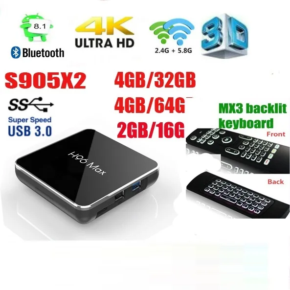 ТВ приставка H96 Max X2 S905X2 в наличии uad Core 4 Гб DDR3 32 ГБ Android 9 0 2 4G Wi Fi USB 3 100 м LAN