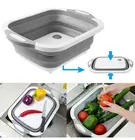 Многофункциональная разделочная кухонная доска со сливом складная 3 в 1 для раковины дуршлаг для продуктов органайзер для кухни