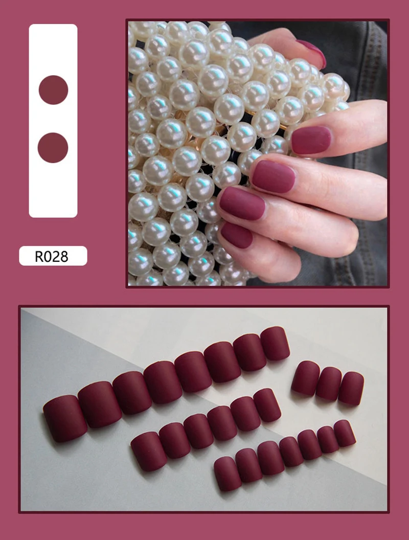 R028 24 шт./кор. советы для дизайна ногтей накладные ногти художественные советы круглой формы полное покрытие маникюр поддельные прозрачные ногти короткий наконечник инструменты для дизайна ногтей 30 дизайнов - Цвет: R028