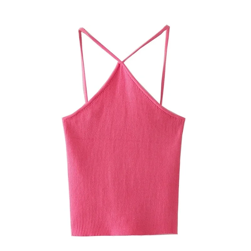 

Женский трикотажный топ на бретельках, с открытой спиной